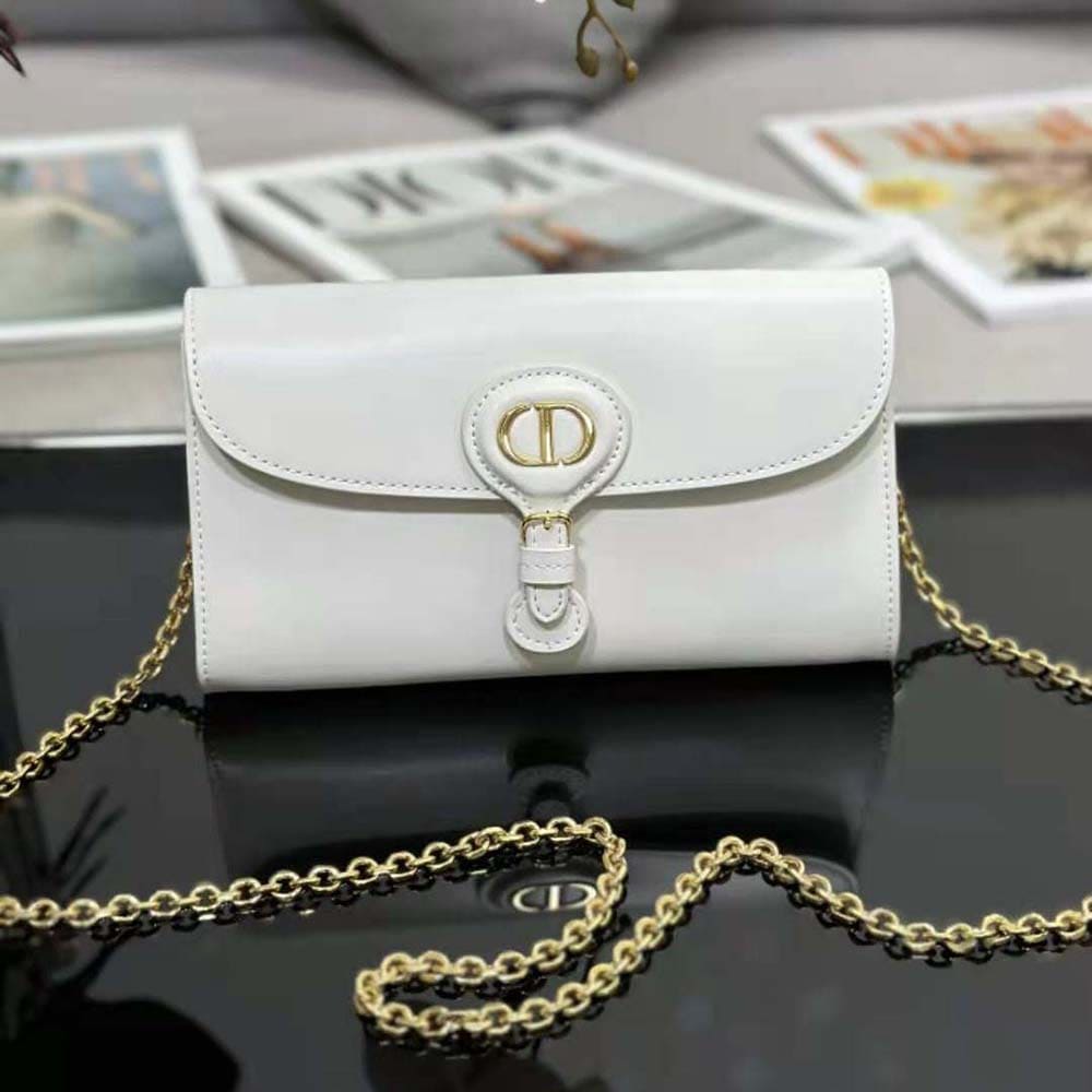 TÚI Dior Women Bobby East-west Pouch with Chain Latte Smooth Calfskin