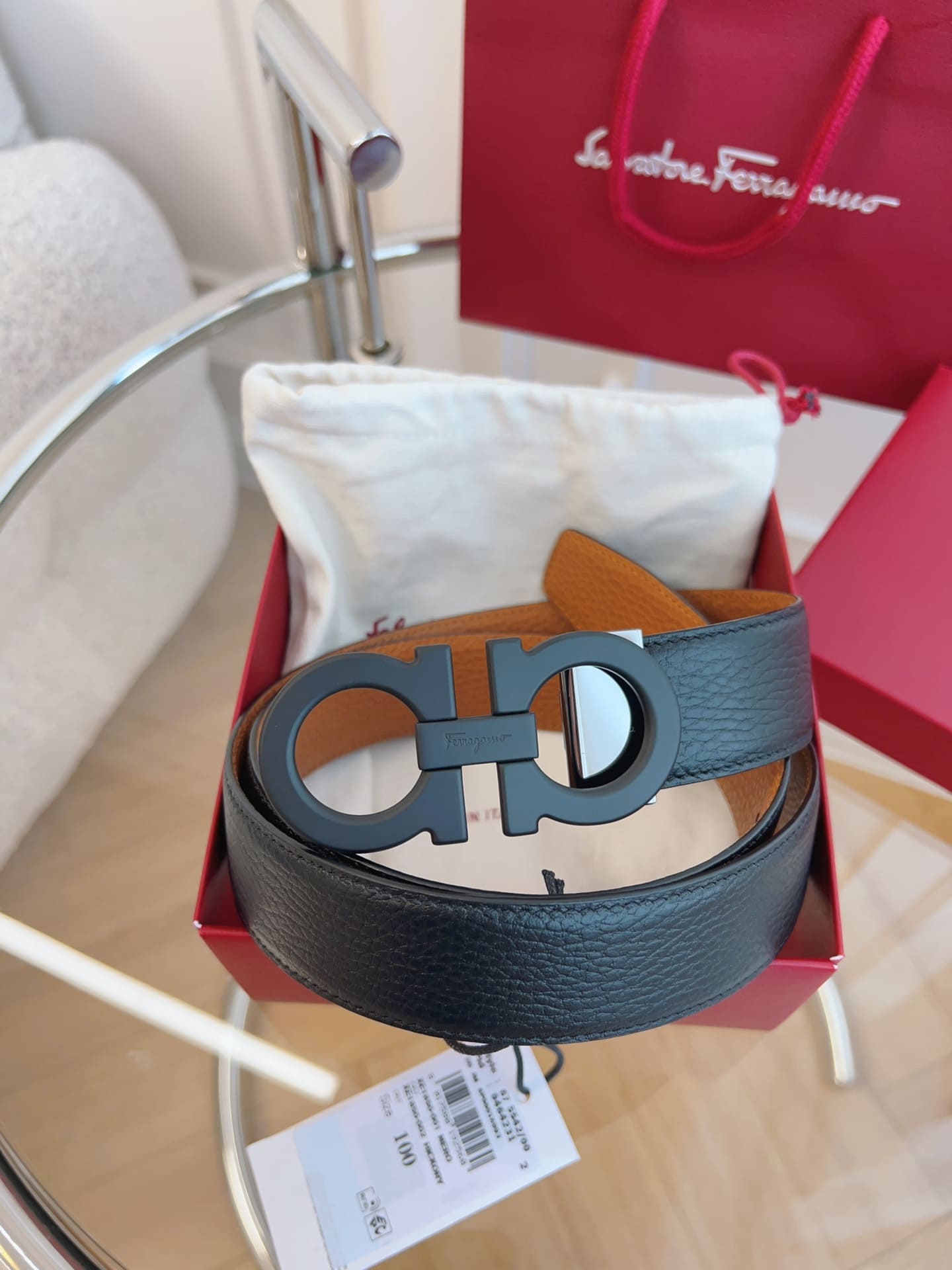 DÂY LƯNG Salvatore Ferragamo Adjustable Gancini Belt Khóa đen