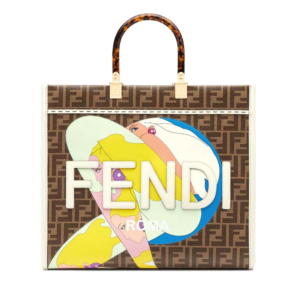 TÚI Fendi Women Sunshine Medium FF Glazed Fabric Shopper with Inlay