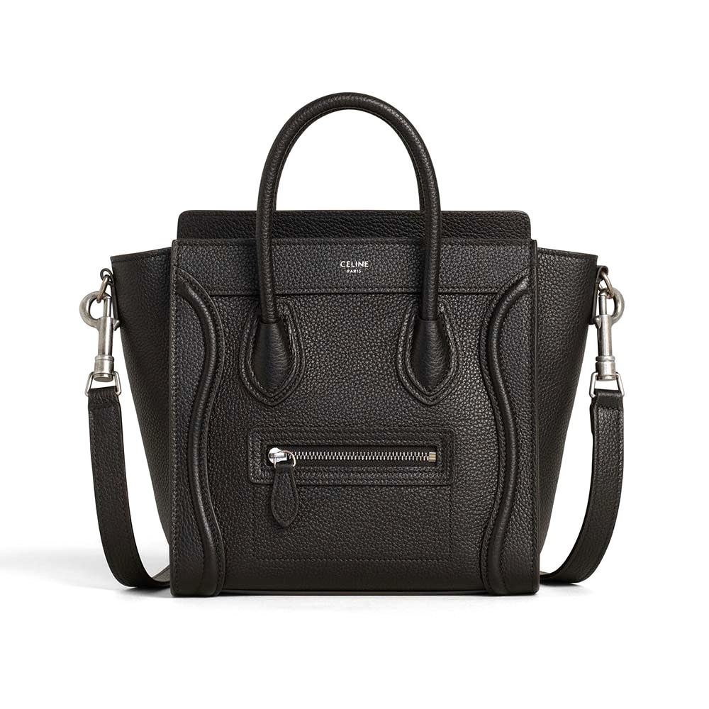 TÚI Celine Women Nano Luggage Bag in Drummed Calfskin-Black