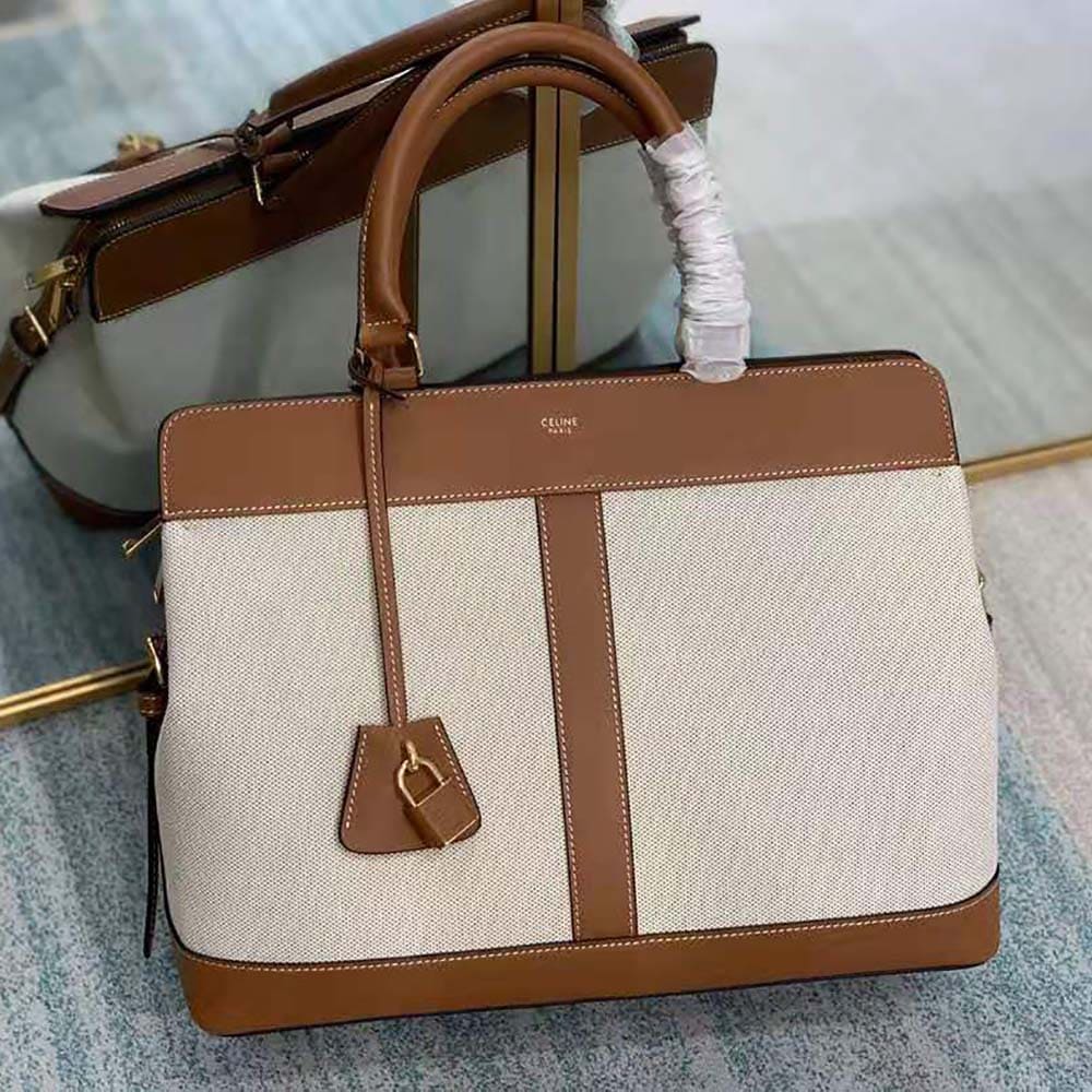 TÚI Celine Women Medium Cabas DE France Bag in Textile and Calfskin