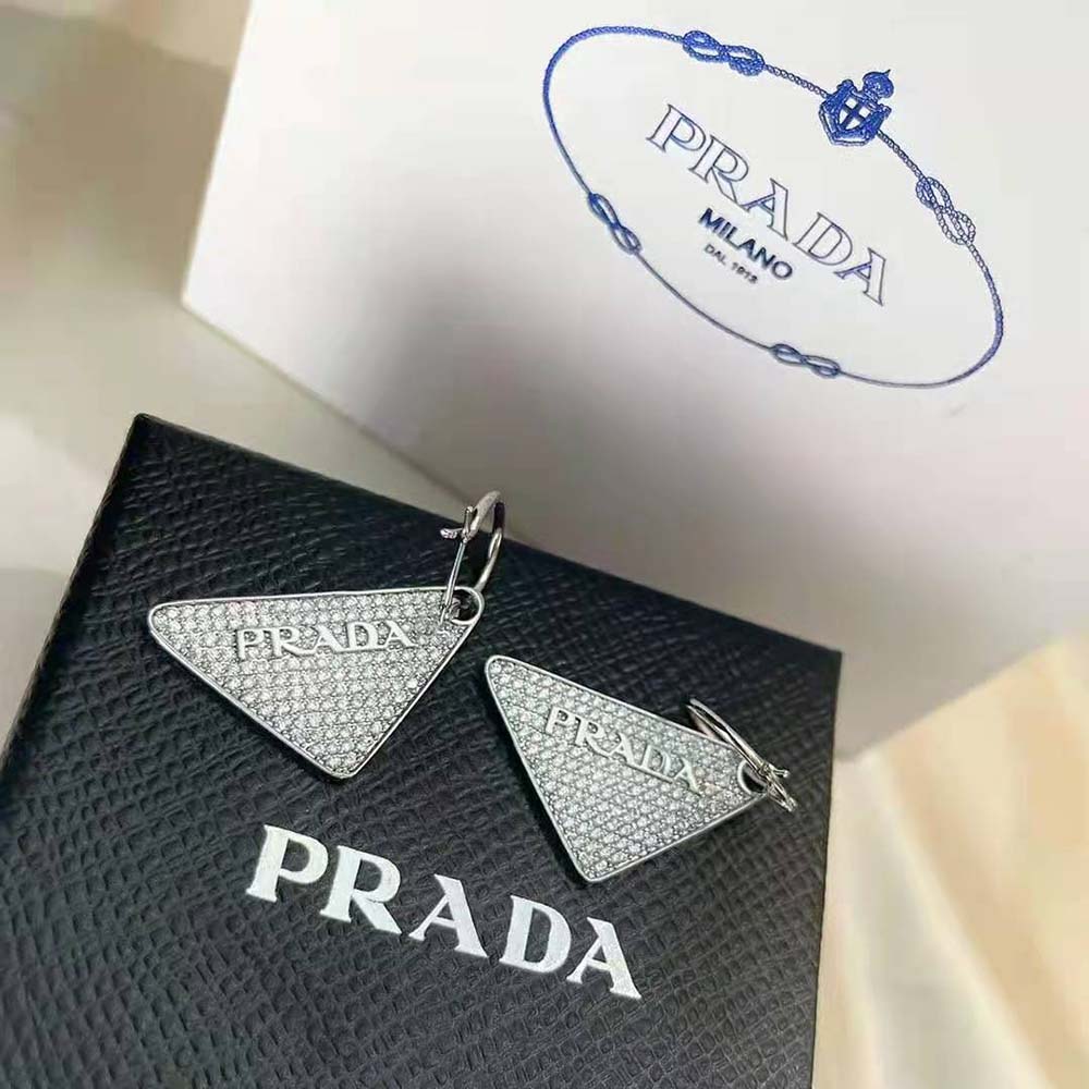 Bông tai Prada Crystal Logo Jewels Left Earring