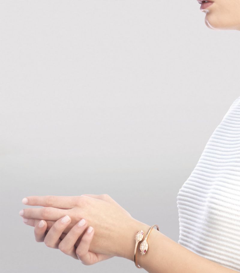 Vòng tay BVLGARI Rose Gold, Diamond And Rubellite Serpenti Bracelet vàng hồng 18K