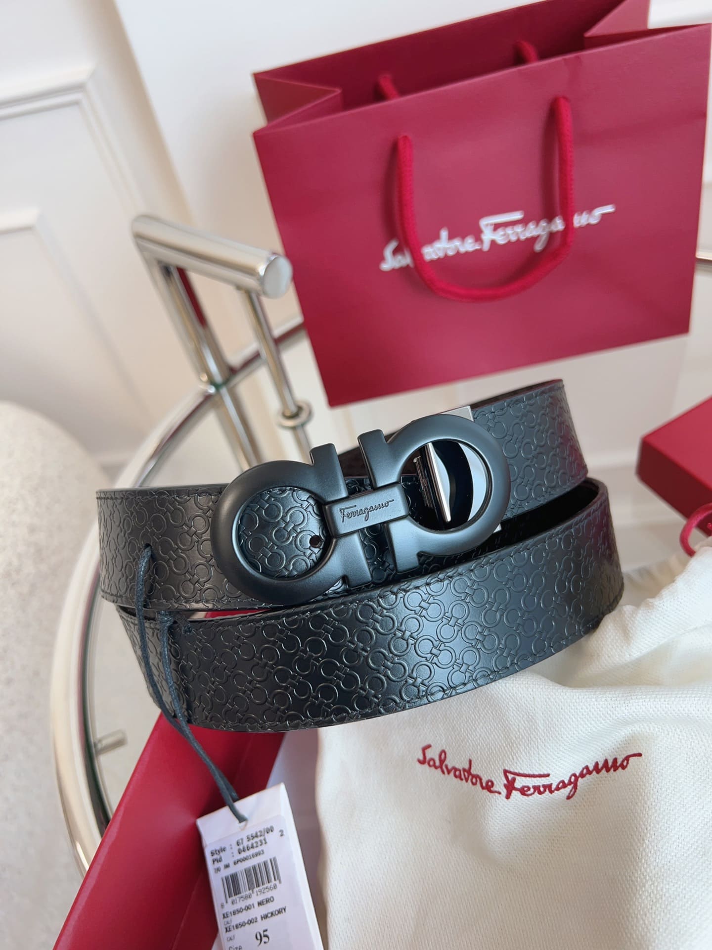 DÂY LƯNG Salvatore Ferragamo Adjustable Gancini Belt Khóa đen