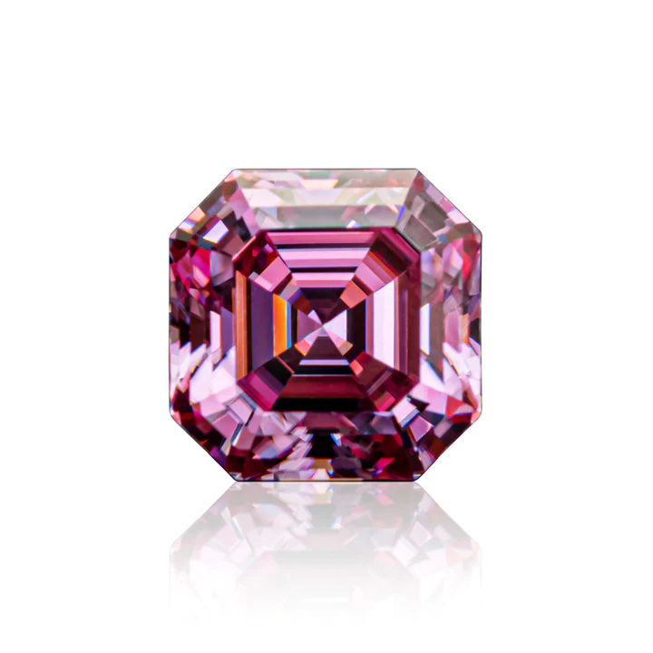 KIM CƯƠNG Asscher Cut Coated Pink Loose Moissanite Stone