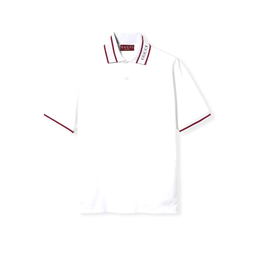 ÁO GUCCI LOGO COLLAR POLO SHIRT WHITE