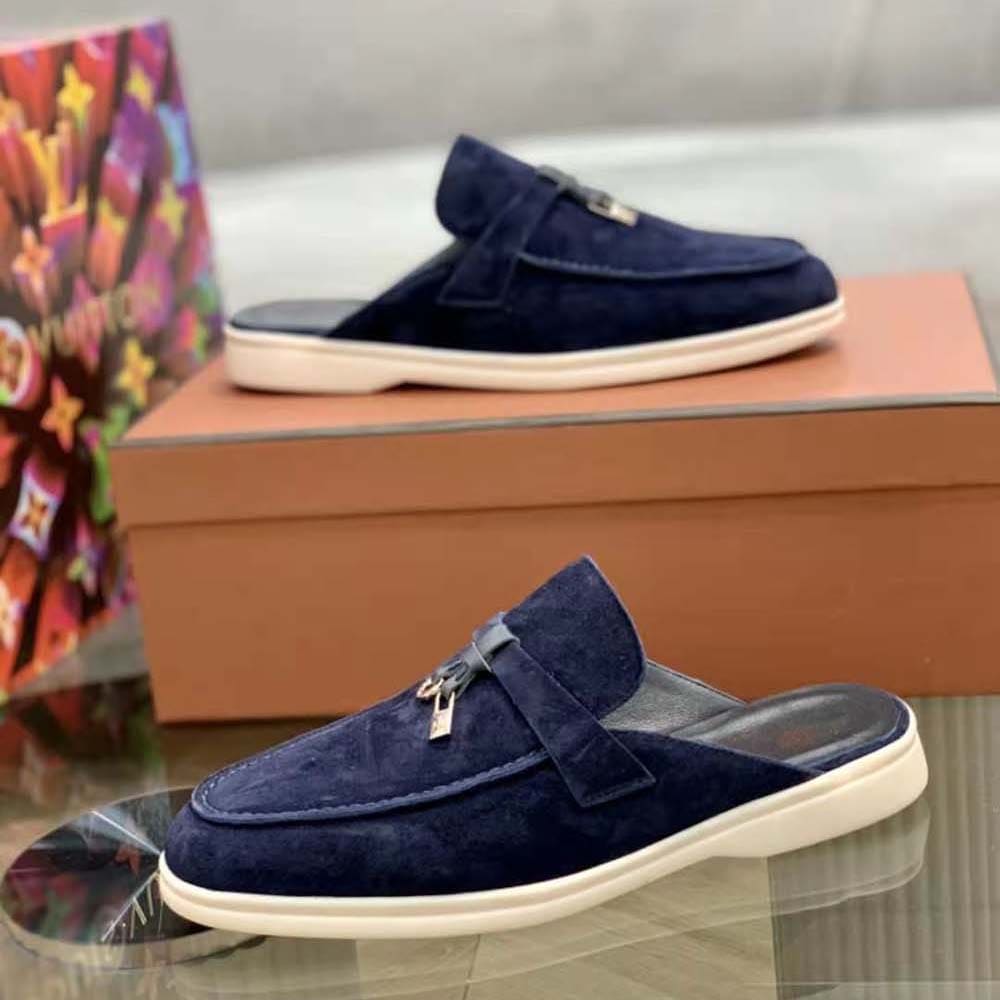 GIÀY Loro Piana Unisex Babouche Charms Walk Loafers-Navy