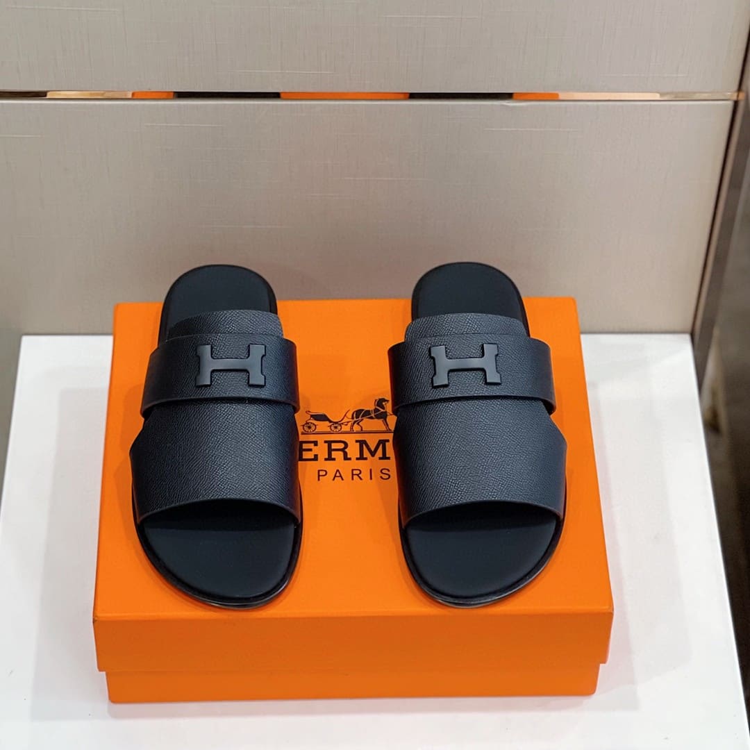 DÉP HERMES ARLES MULE BLACK SANDAL AAA