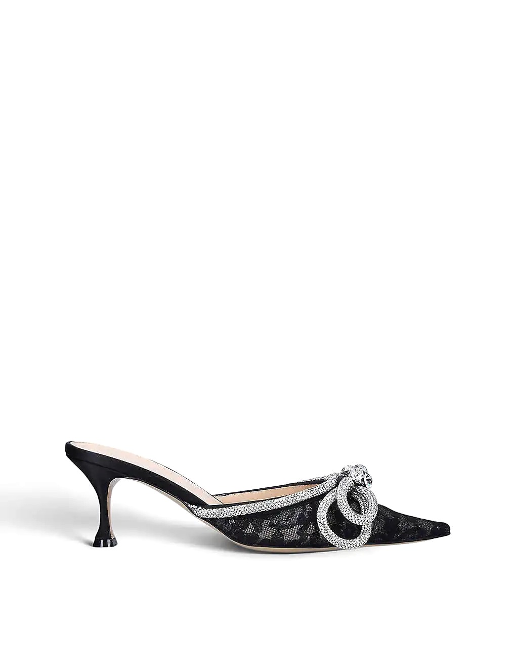 GIÀY MACH & MACH Double Bow crystal-embellished satin heeled mules