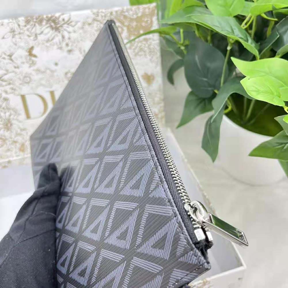 TÚI Dior Men A5 Pouch Black CD Diamond Canvas