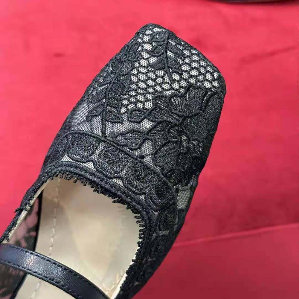 GIÀY Dior Women D-Grace Ballet Pump Black Transparent Mesh and Lambskin