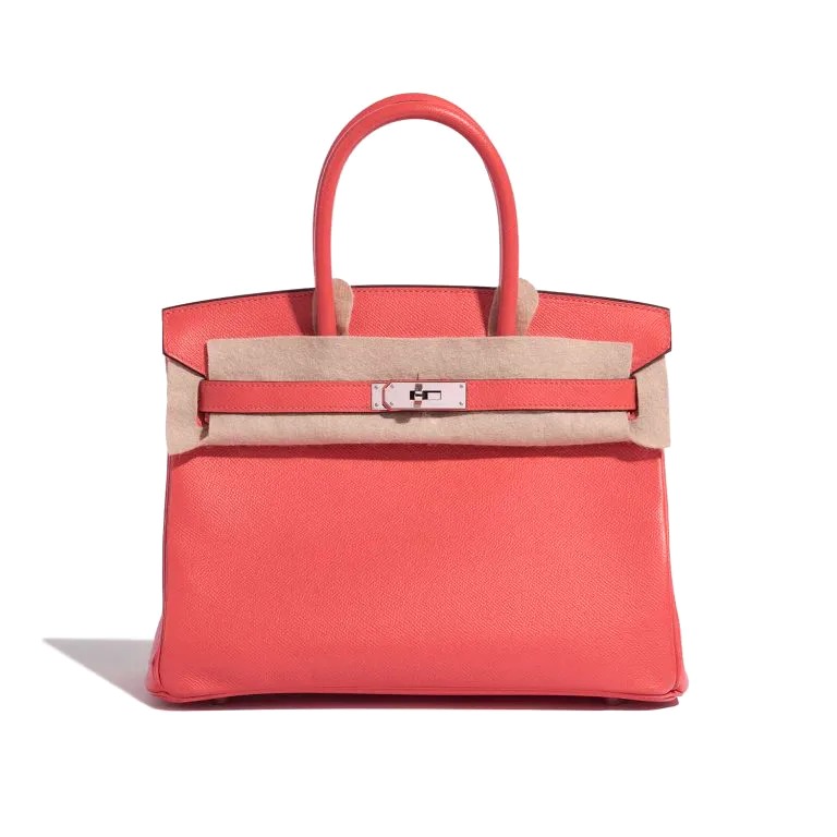 TÚI Hermès Birkin 30 Epsom Rouge Pivoine Silver Buckle khóa trắng