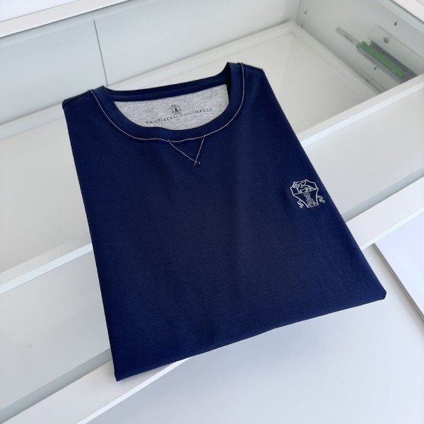 ÁO BRUNELLO CUCINELLI LOGO BLUE T SHIRT