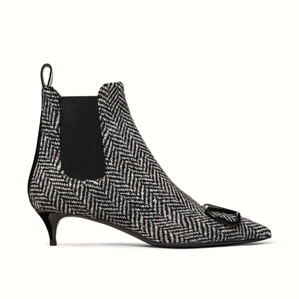 Giày Valentino Women Vlogo Signature Chevron Fabric Ankle Boot 40 mm