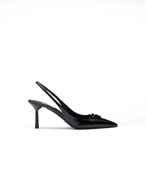 GIÀY PRADA Brushed leather slingback pumps 75 mm