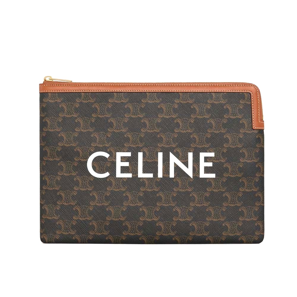 TÚI Celine Small Pouch in Triomphe Canvas and Lambskin