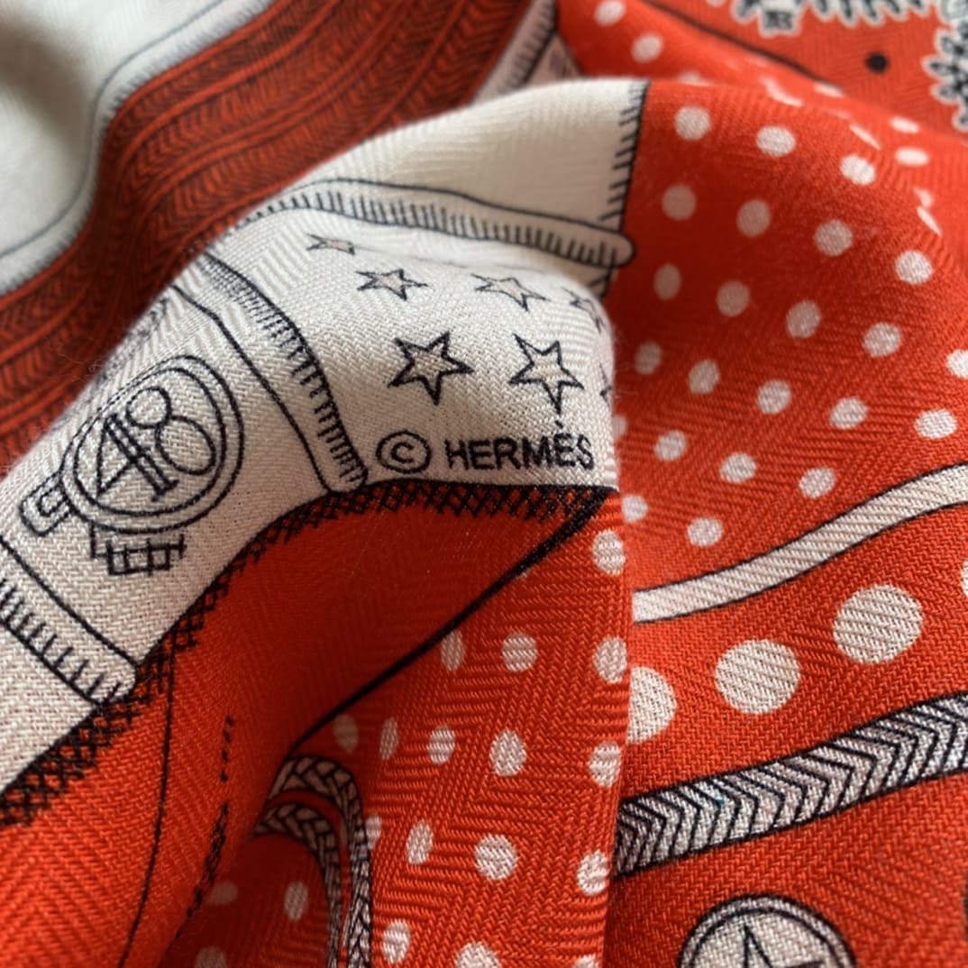 KHĂN HERMES H Family cashmere scarf