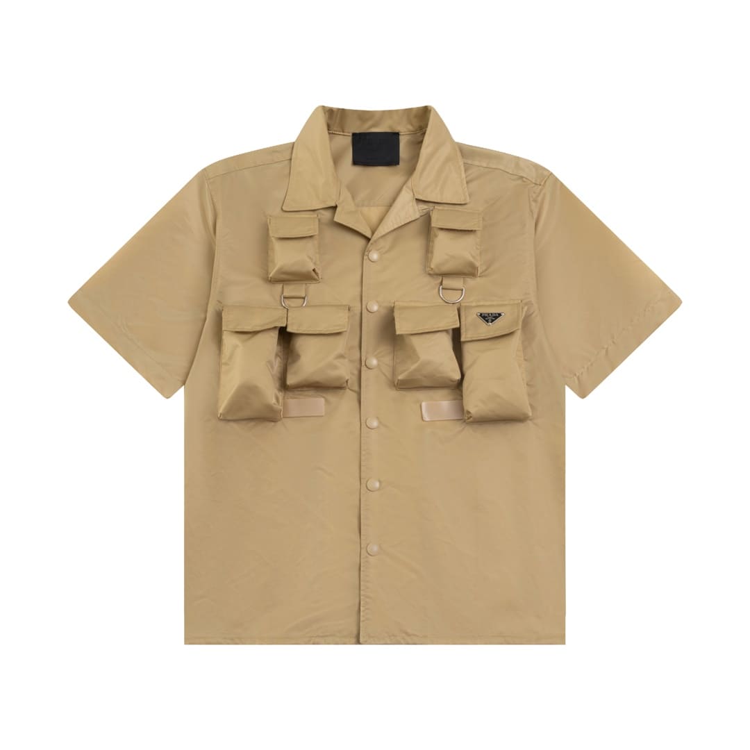 ÁO PRADA SHIRT POCKET RE-NYLON MÀU KEM UNISEX