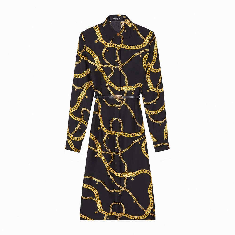 ÁO Versace Women Greca Chain Midi Dress-Black