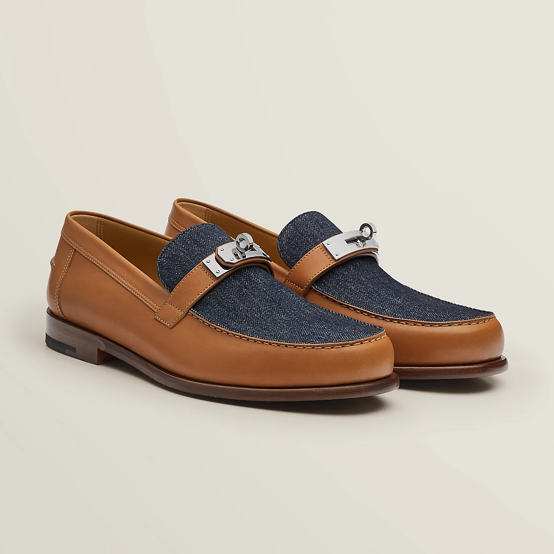 GIÀY HERMES DESTIN LOAFER COWHIDE DENIM LEATHER SS2022