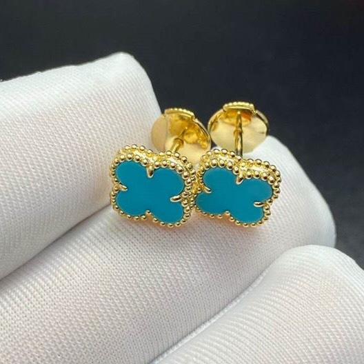 BÔNG TAI VAN CLEEF & ARPELS ALHAMBRA TURQUOISE GOLD 18K YELLOW GOLD
