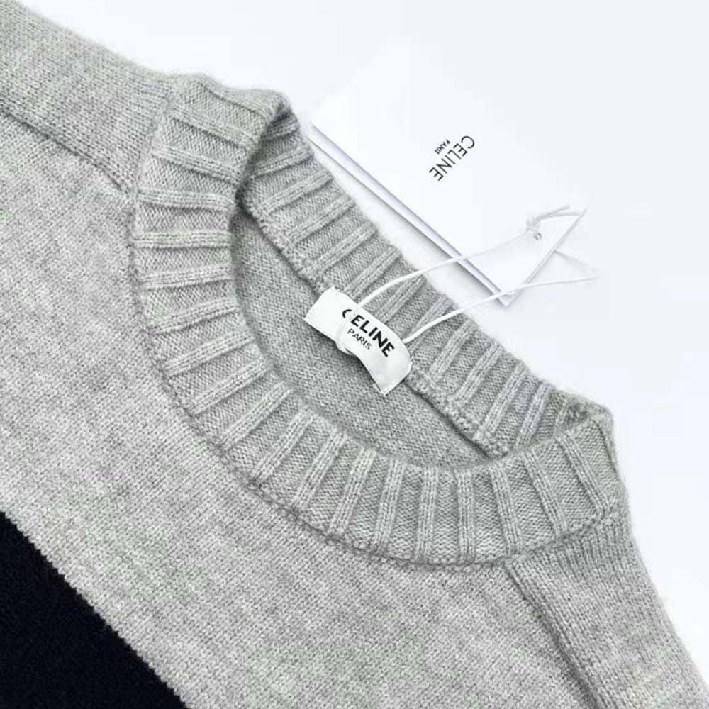 ÁO Celine Triomphe Crew Neck Sweater in Striped Wool