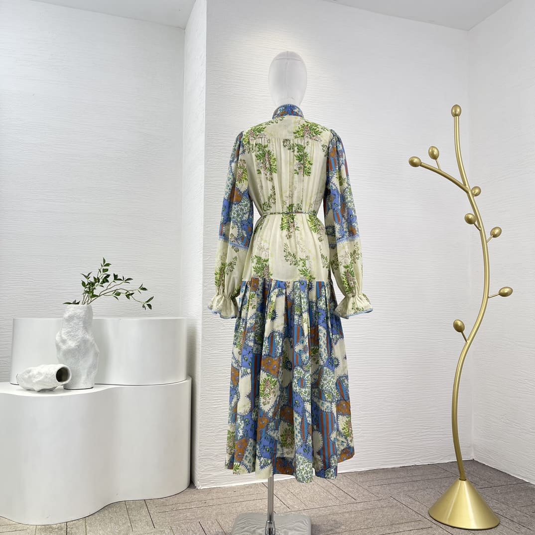 VÁY ZIMMERMANN Foral Print Long Sleeve Loose Midi Dress High Classy