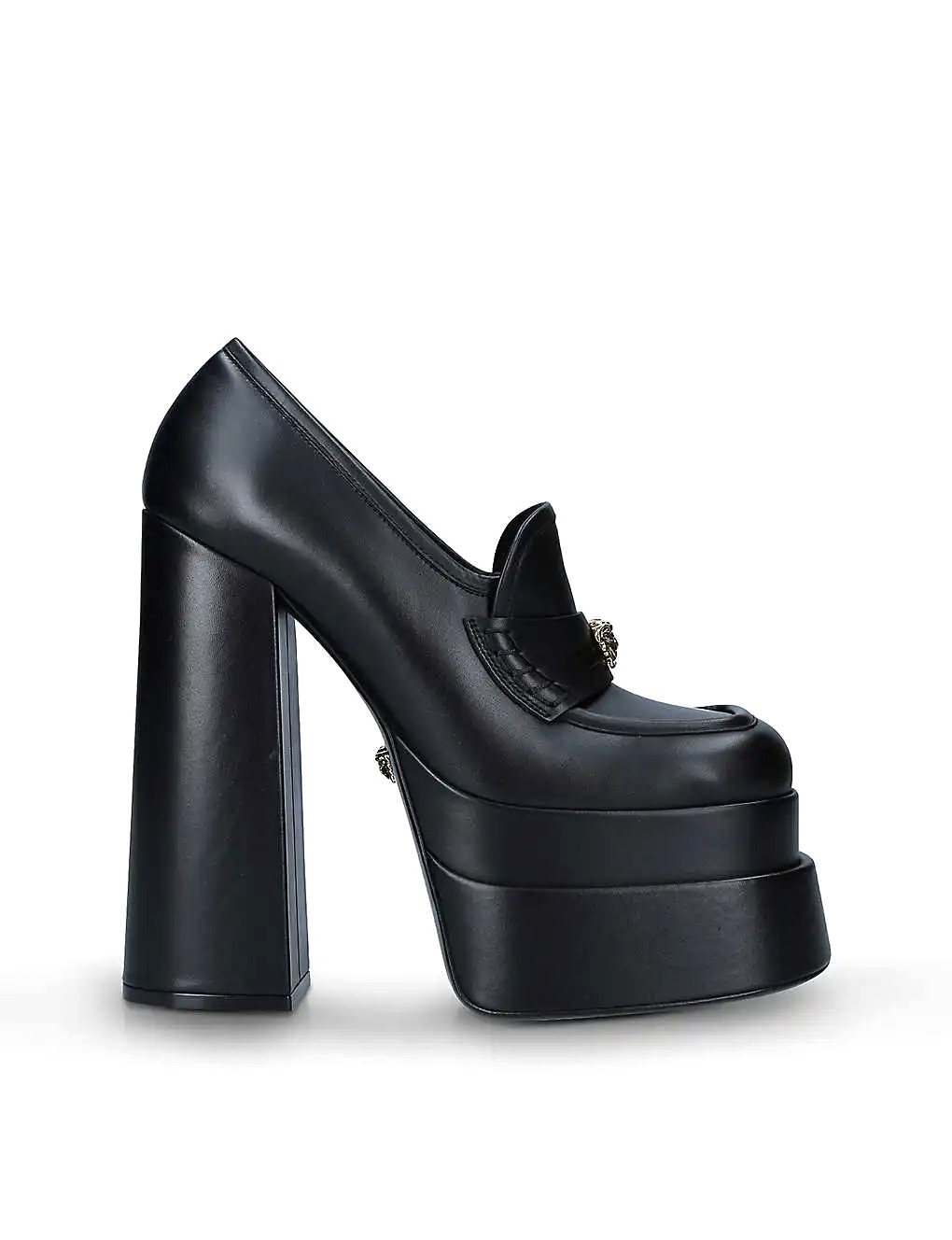 GIÀY VERSACE Medusa Aevitas embellished leather platform loafers