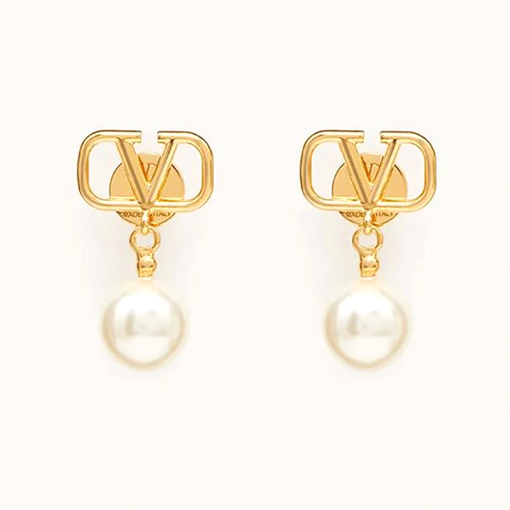 BÔNG TAI Valentino Women Vlogo Signature Earrings with Swarovski Pearls
