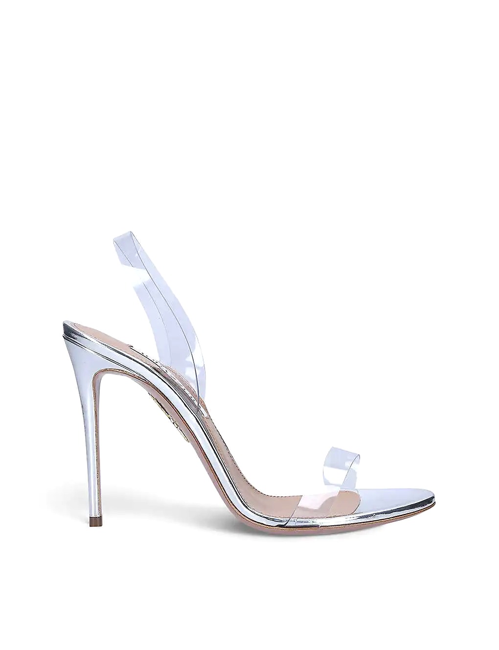 GIÀY AQUAZZURA So Nude metallic PVC and leather heeled sandals