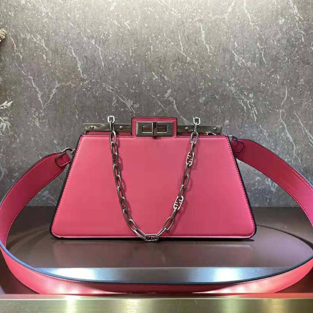 TÚI FENDI Women Peekaboo Cut Medium Pink Leather Bag