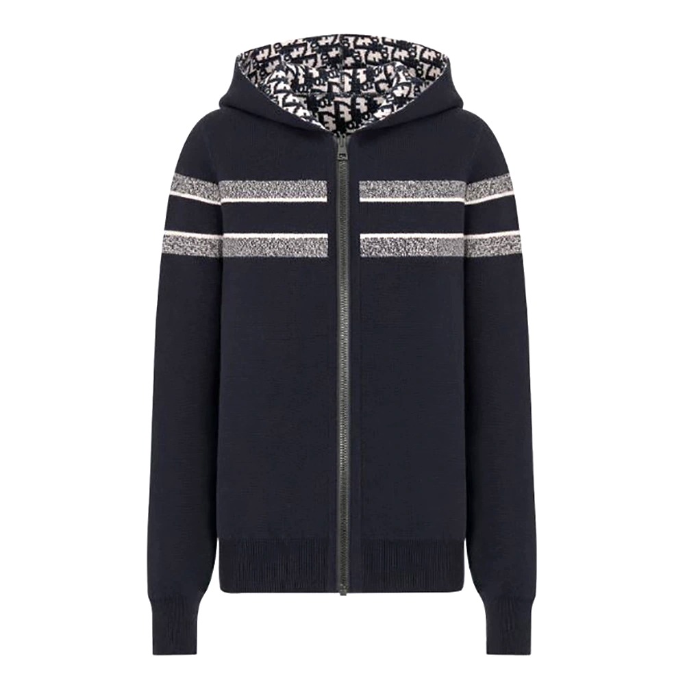 ÁO Dior Reversible Zipped Cardigan Oblique Technical Cashmere SS2022