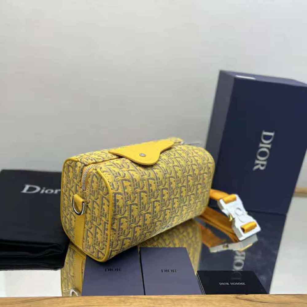 TÚI DIOR Men Lingot 22 Bag Gold-Tone Dior Oblique Jacquard