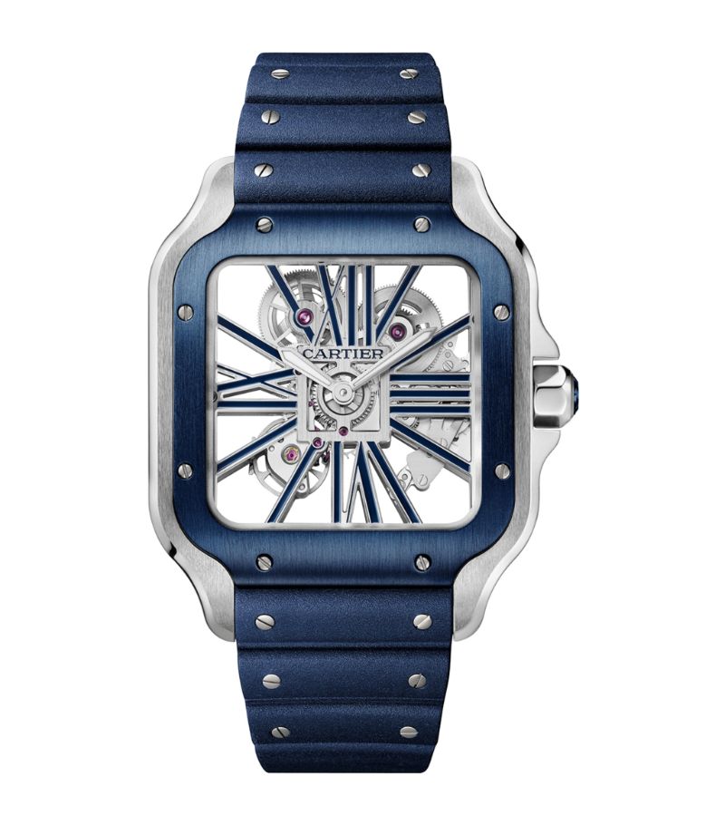 Đồng hồ CARTIER Large Steel Santos de Cartier Skeleton Watch 39.8mm mặt số màu xám