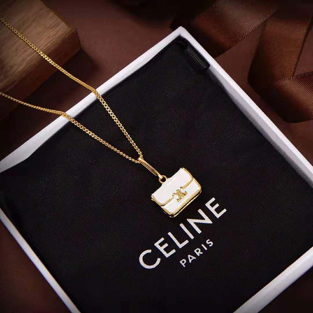 Vòng cổ Celine Women Separables Triomphe Bag Pendant in Brass with Gold Finish
