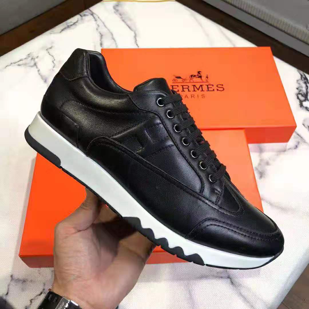 GIÀY HERMES Trail sneaker in Calfskin-Black