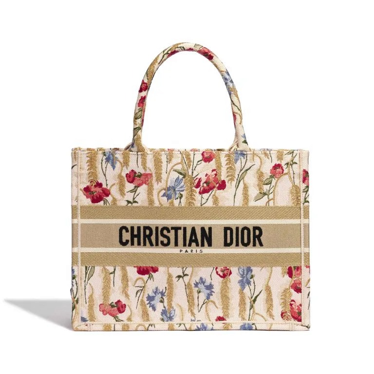 Medium Dior Book Tote Natural Multicolor Raffia Embroidered with Dior  Petites Fleurs 36 x 275 x 165 cm  DIOR US