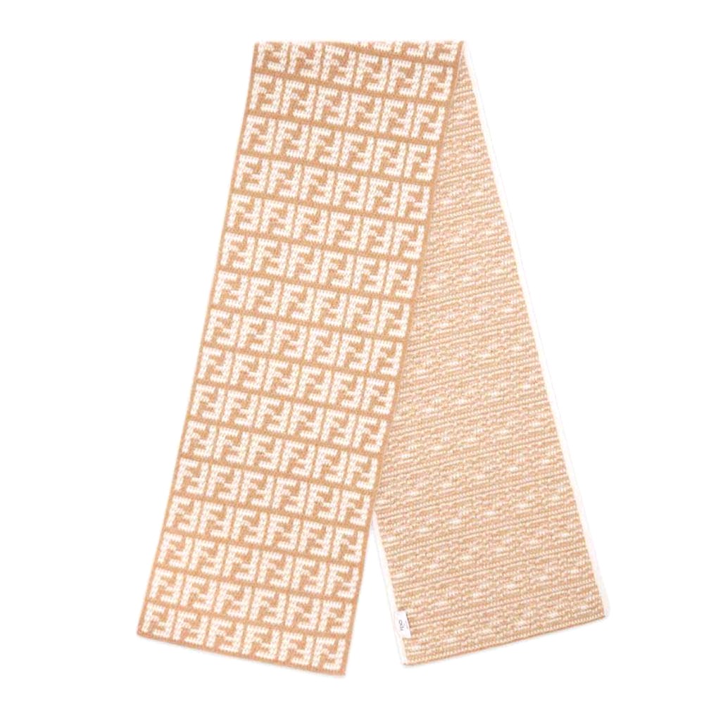 KHĂN Fendi FF Scarf Beige Cashmere Scarf