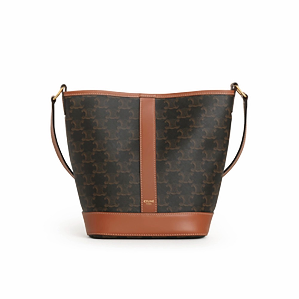 TÚI Celine Women Small Bucket in Triomphe Canvas-Brown