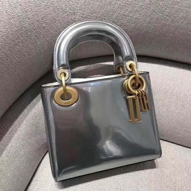 TÚI Dior Mini Lady Dior Bag Chain Silver-Tone Metallic Calfskin