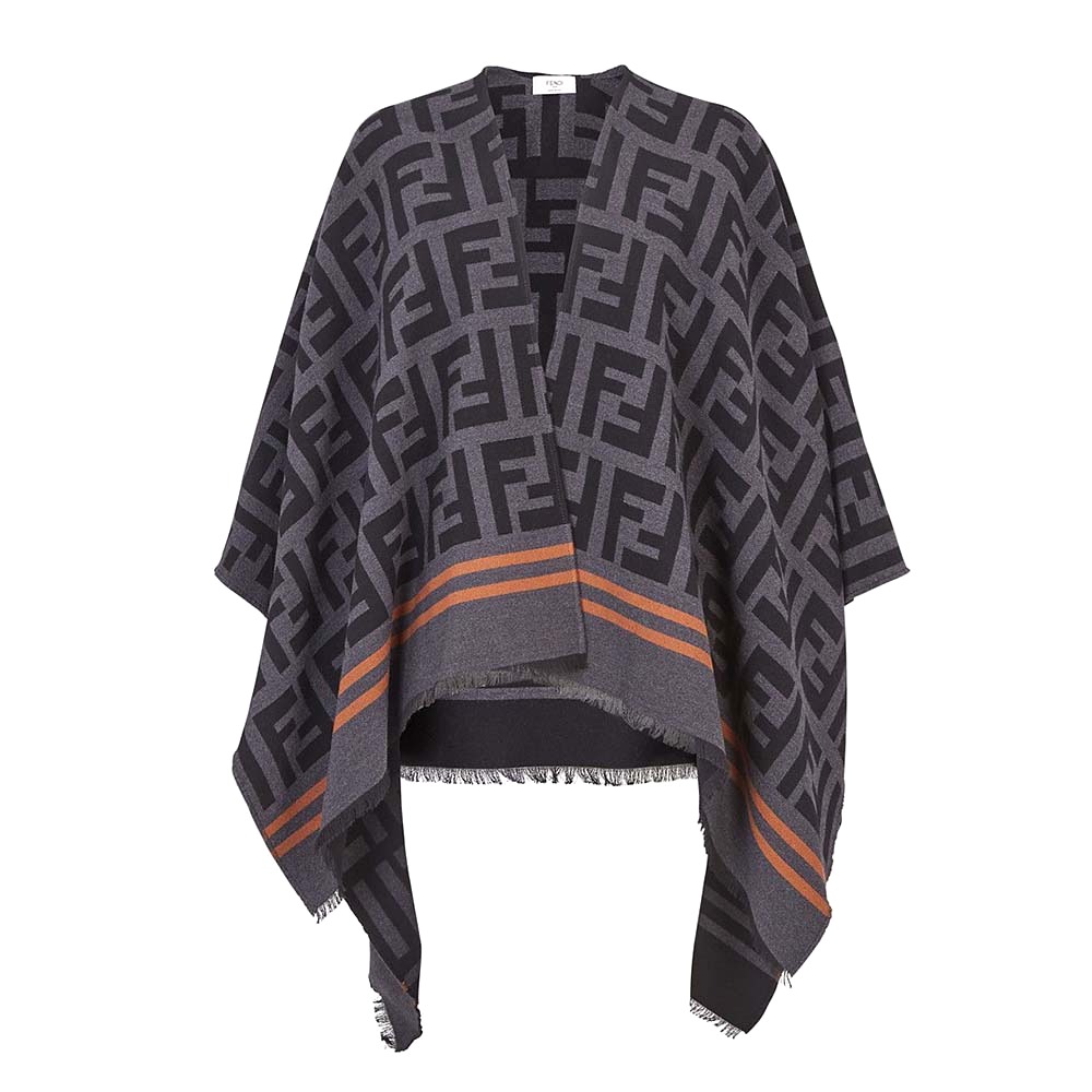 KHĂN Fendi Women FF Poncho Multicolor Wool and Silk Poncho-Silver