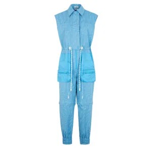 ÁO Fendi Women Jumpsuit Light Blue Denim Jumpsuit