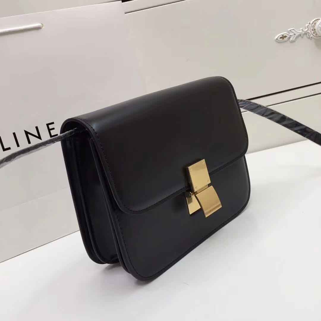 TÚI Celine Medium Classic Bag in Box Calfskin Leather-Black