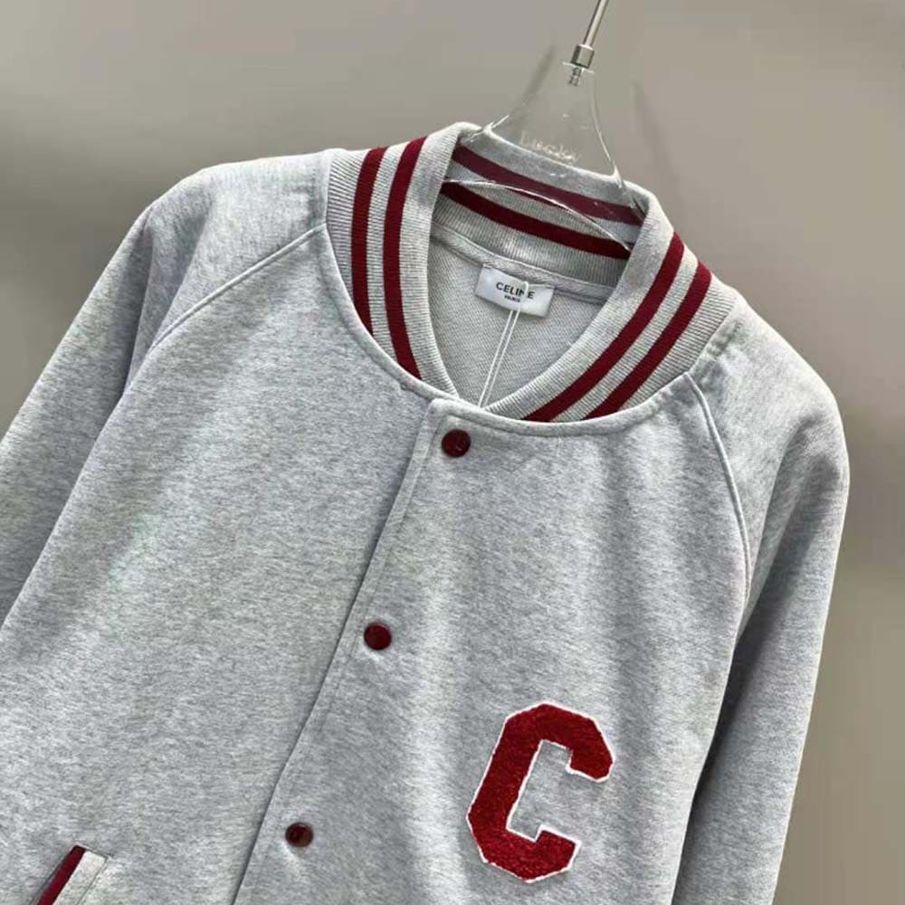 ÁO Celine Women Teddy College Jacket in Cotton Fleece