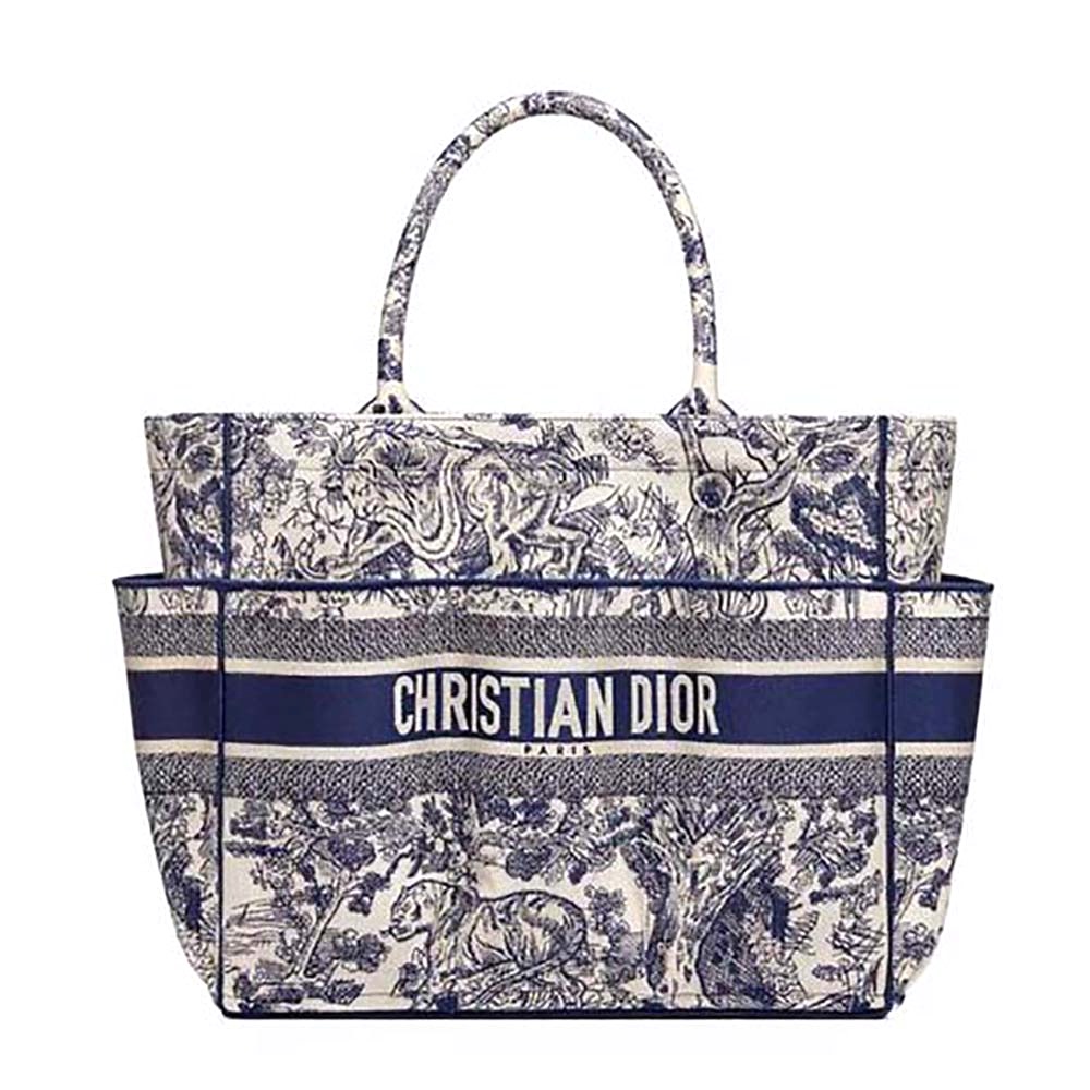 TÚI Dior Women Catherine Tote Blue Toile de Jouy Embroidery