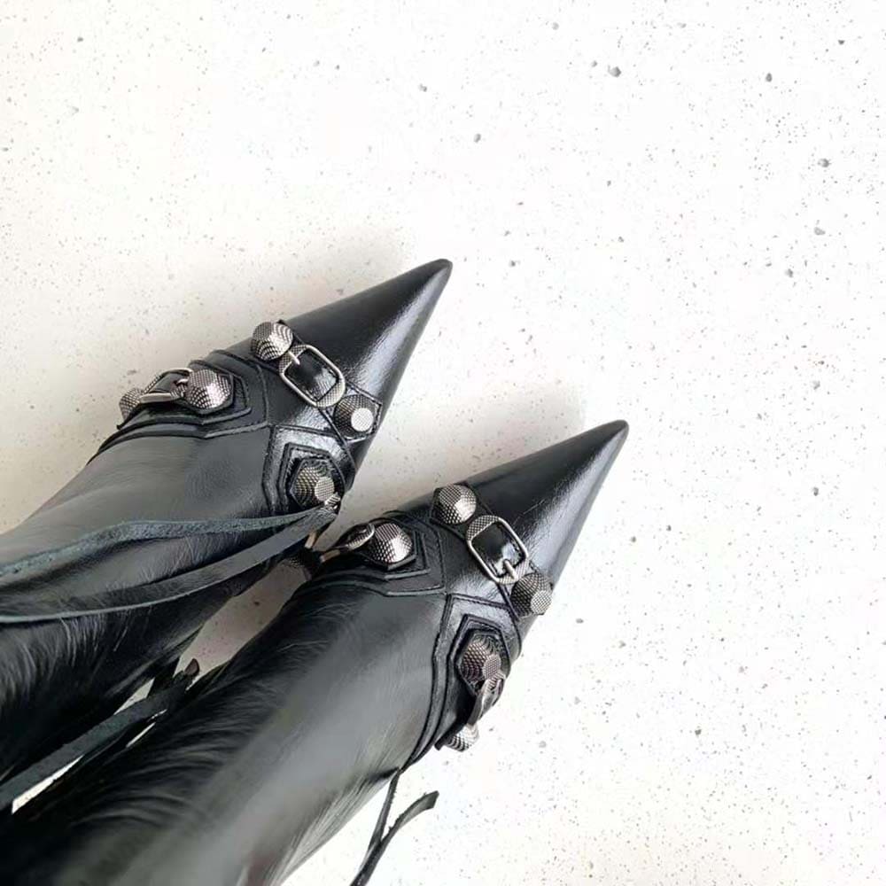 GIÀY Balenciaga Women Cagole 90mm Boot in Black Arena Lambskin