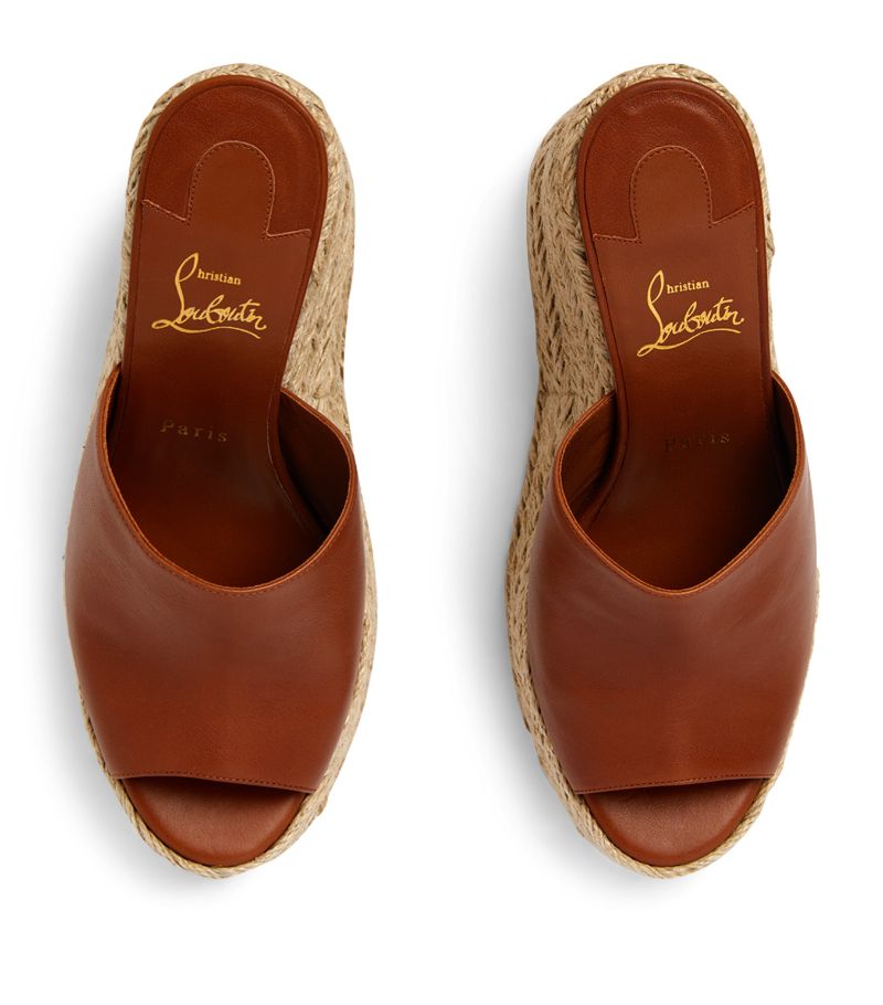 Giày CHRISTIAN LOUBOUTIN  Ariella Zeppa Leather Wedge Espadrilles 130