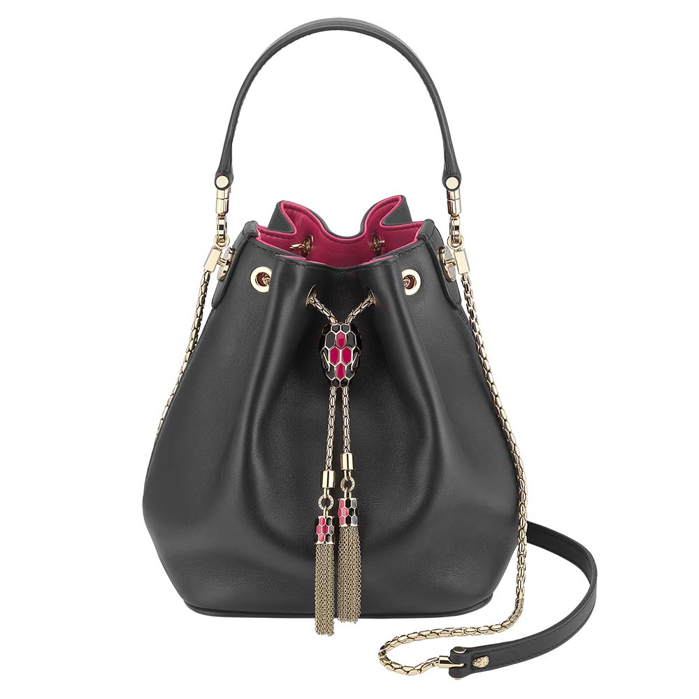 TÚI Bvlgari Women Bucket Serpenti Forever in Black Smooth Calf Leather