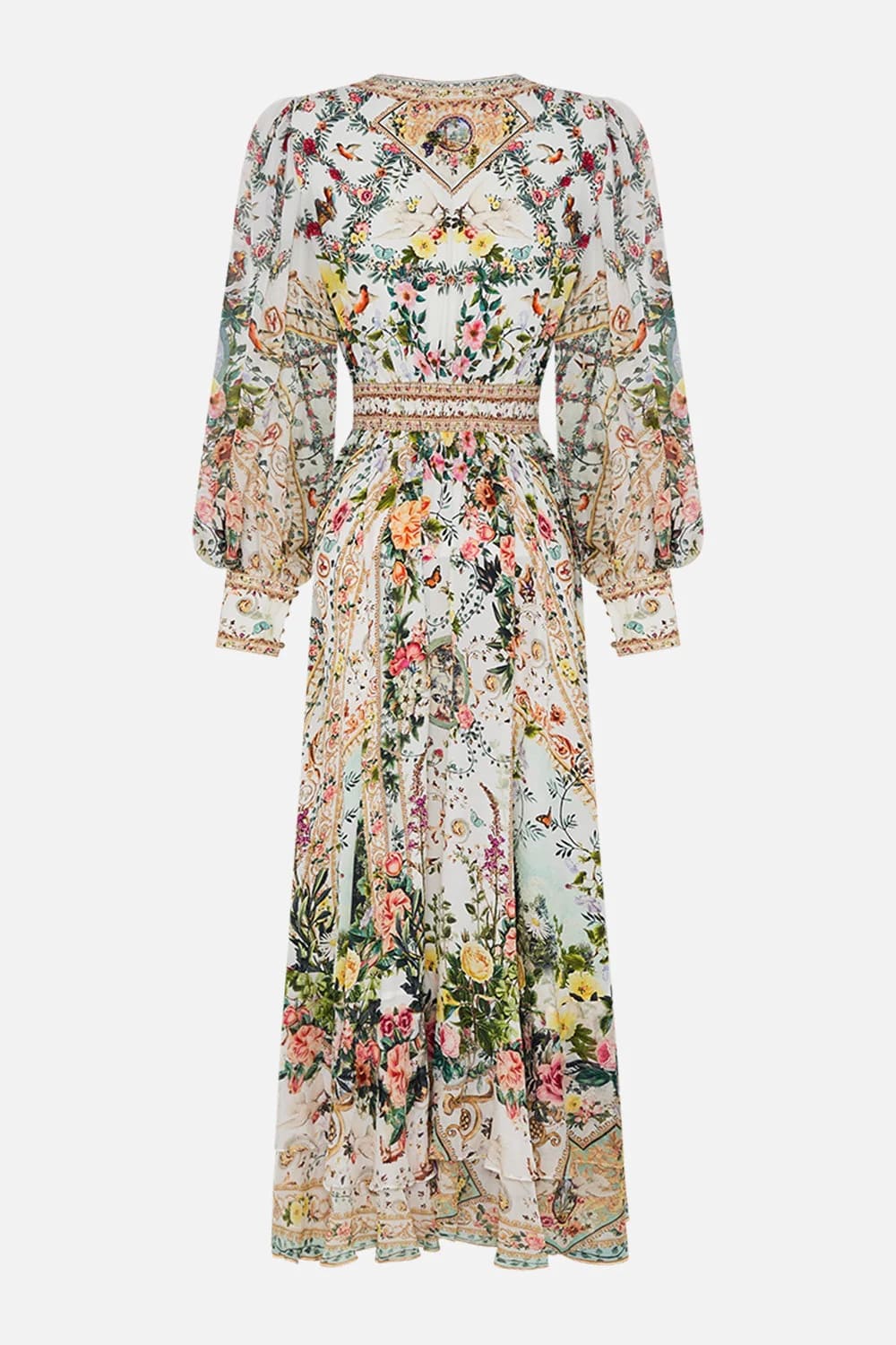 VÁY CAMILLA Silk Flower Cardigan Embellished V-Neck Maxi Dress High Classy Dài Tay