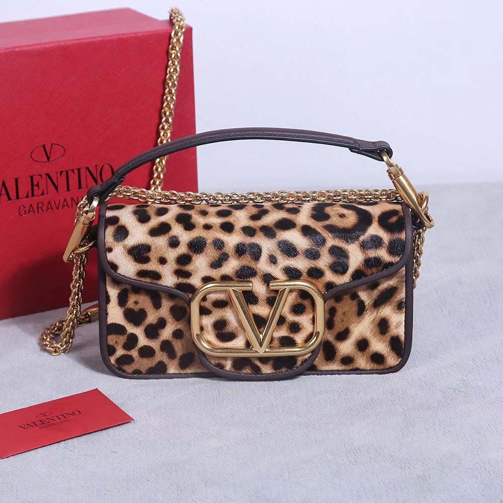 TÚI Valentino Locò Shoulder Bag in Pony Effect Animalier Calfskin